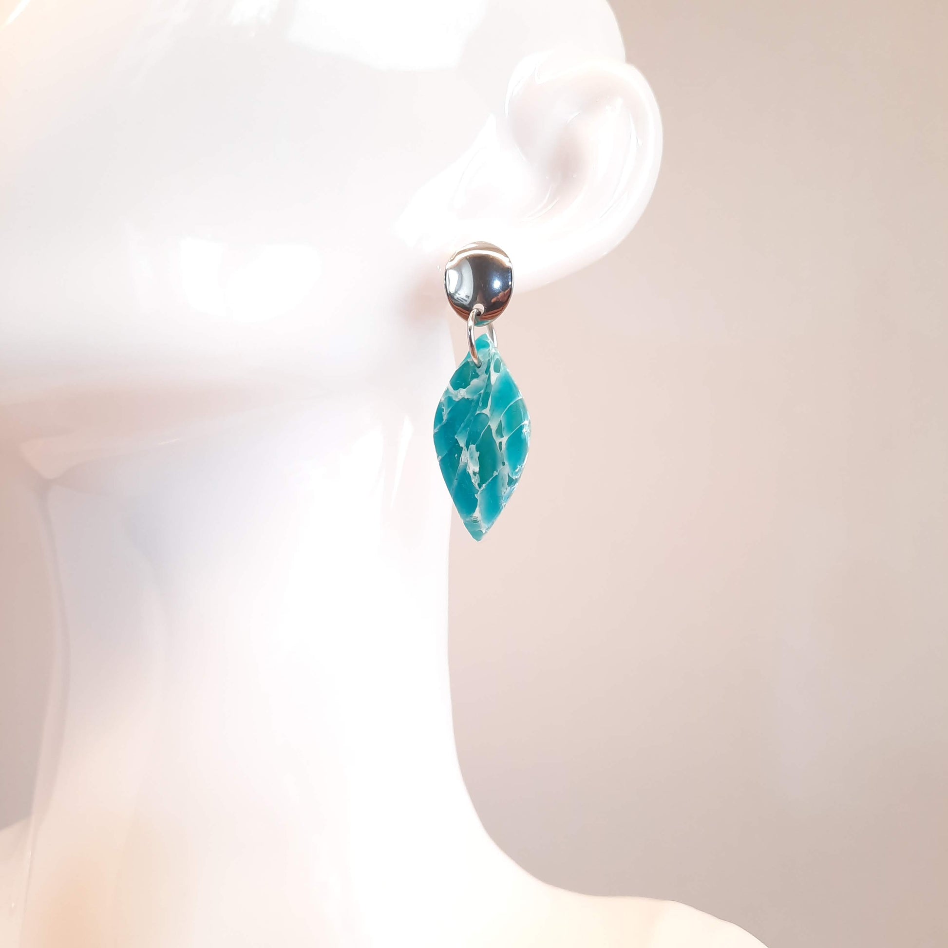 Pendientes Sevilla Aguamarina Con Base Plateada