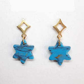 Pendientes Sol Turquesa con Base Dorada