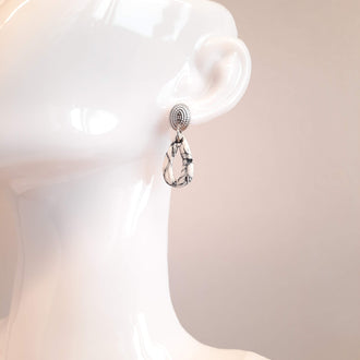 Pendientes Tenerife Blanco Mármol con Base Plateada