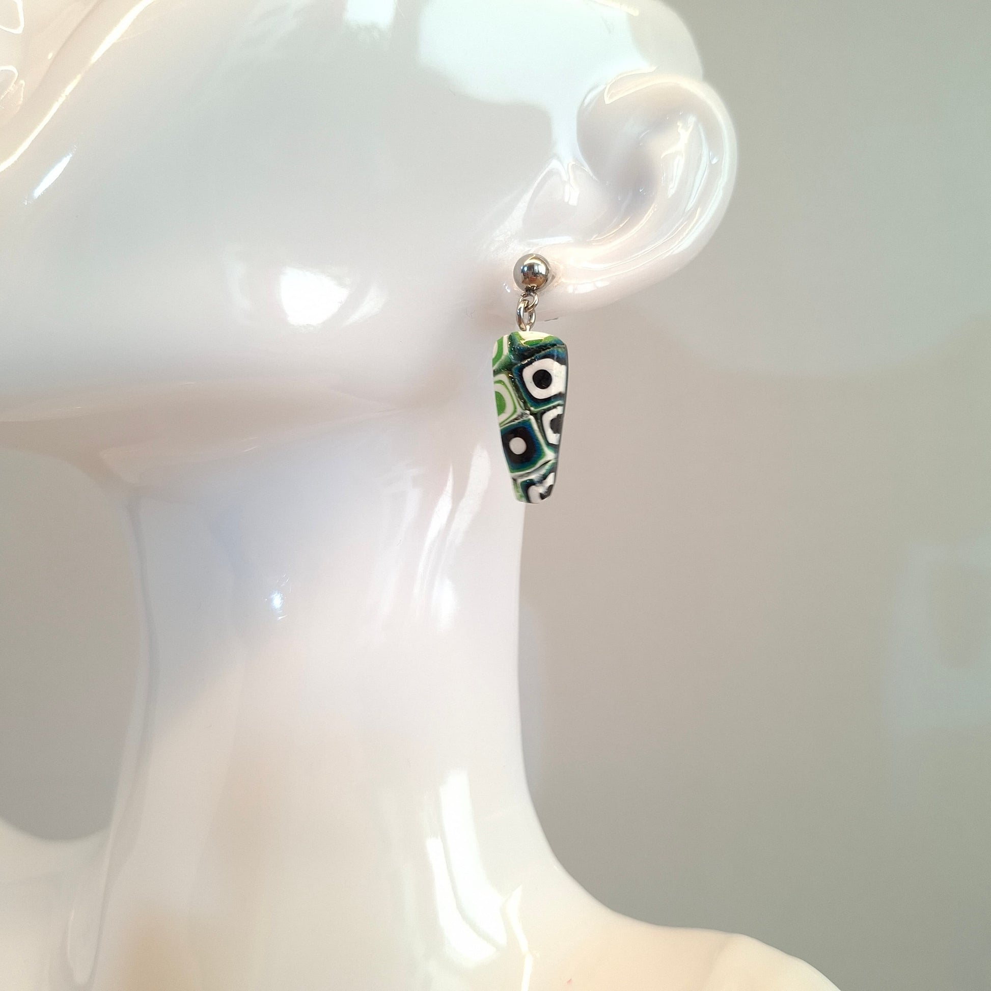 Pendientes Trapecio Mosaico Verde