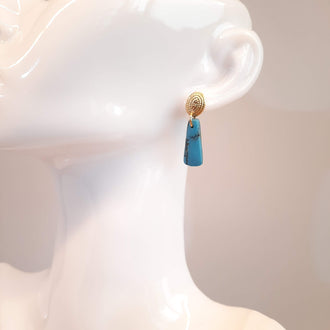 Pendientes Trapecio Turquesa con Base Dorada