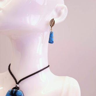 Pendientes Trapecio Turquesa con Base Dorada