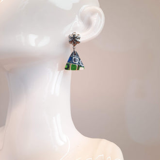 Pendientes Triángulo Arcoíris con Base Acero