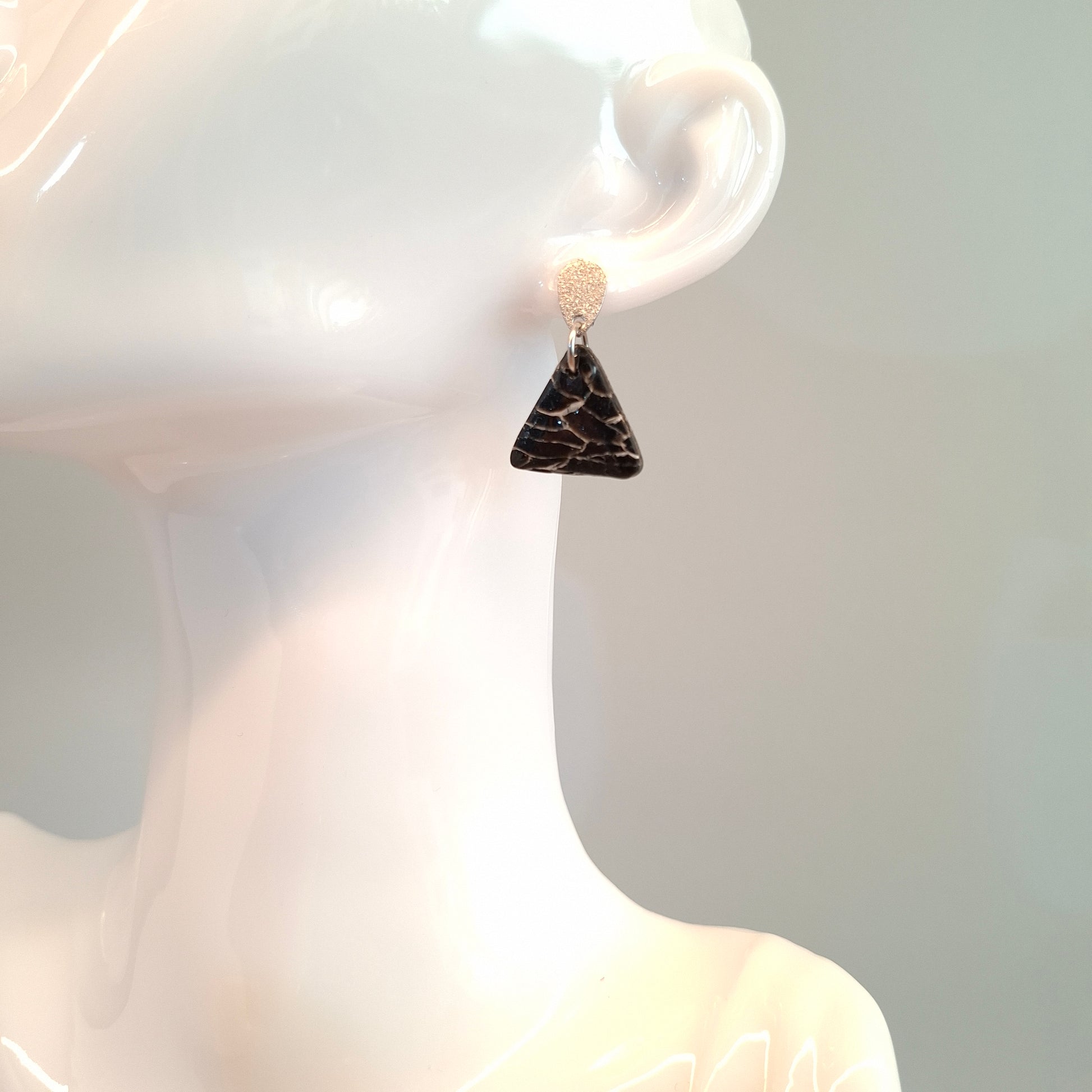 Pendientes Triángulo Negro Mármol