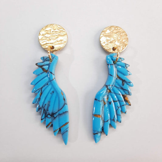 Pendientes Alas Turquesa con Base Dorada