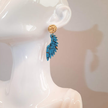Pendientes Alas Turquesa con Base Dorada