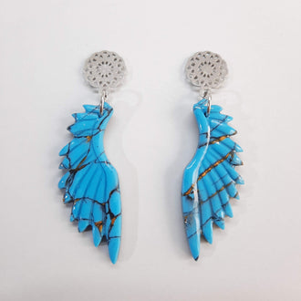 Pendientes Alas Turquesa con Base Plateada