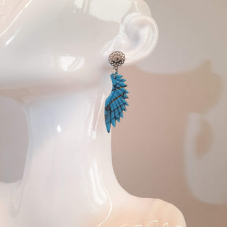 Pendientes Alas Turquesa con Base Plateada