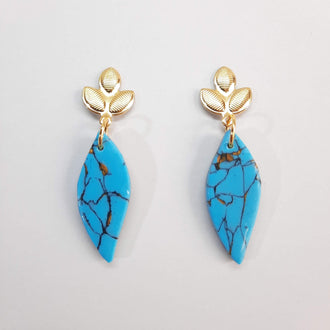 Pendientes Barcelona Turquesa con Base Dorada