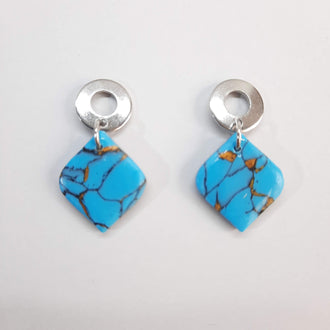 Pendientes India Pequeños Turquesa con Base Acero