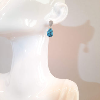 Pendientes Lagrima Turquesa con Base Acero