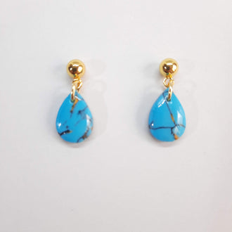 Pendientes Lagrima Turquesa con Base Dorada