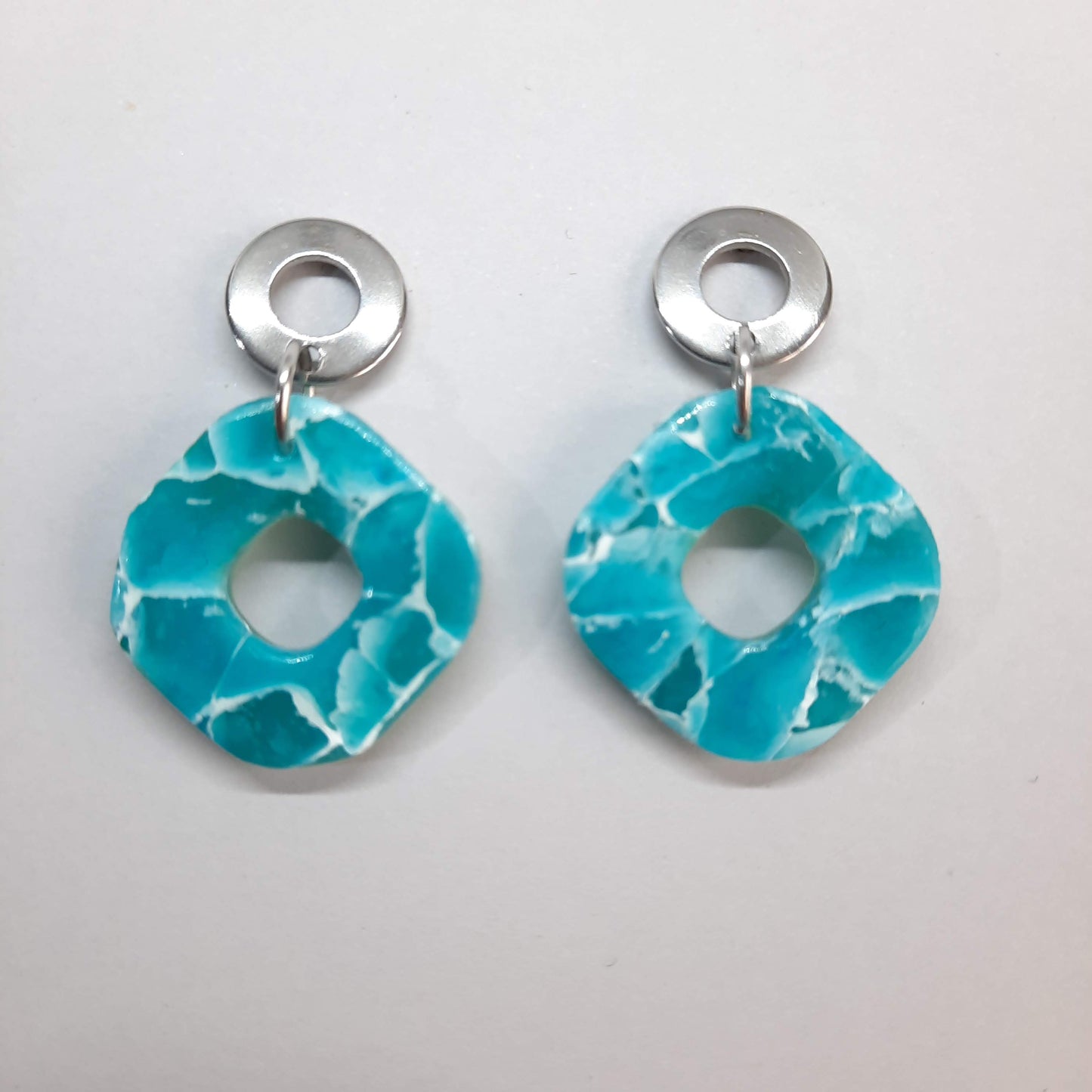 Pendientes Valencia Aguamarina con Base Acero