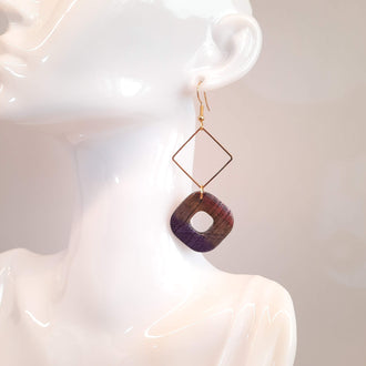 Pendientes Valencia Labradorita Violeta con Ganchos