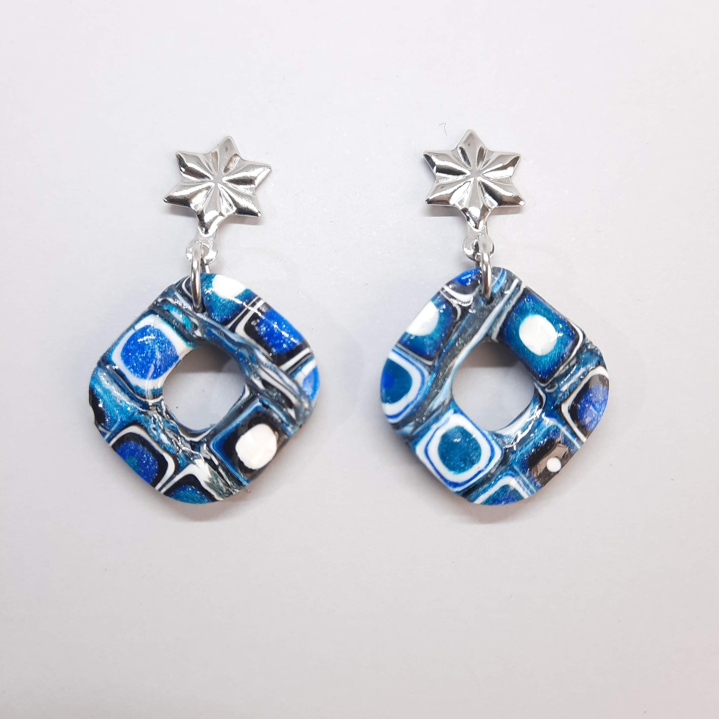 Pendientes Valencia Pasión Azul con Base Plateada