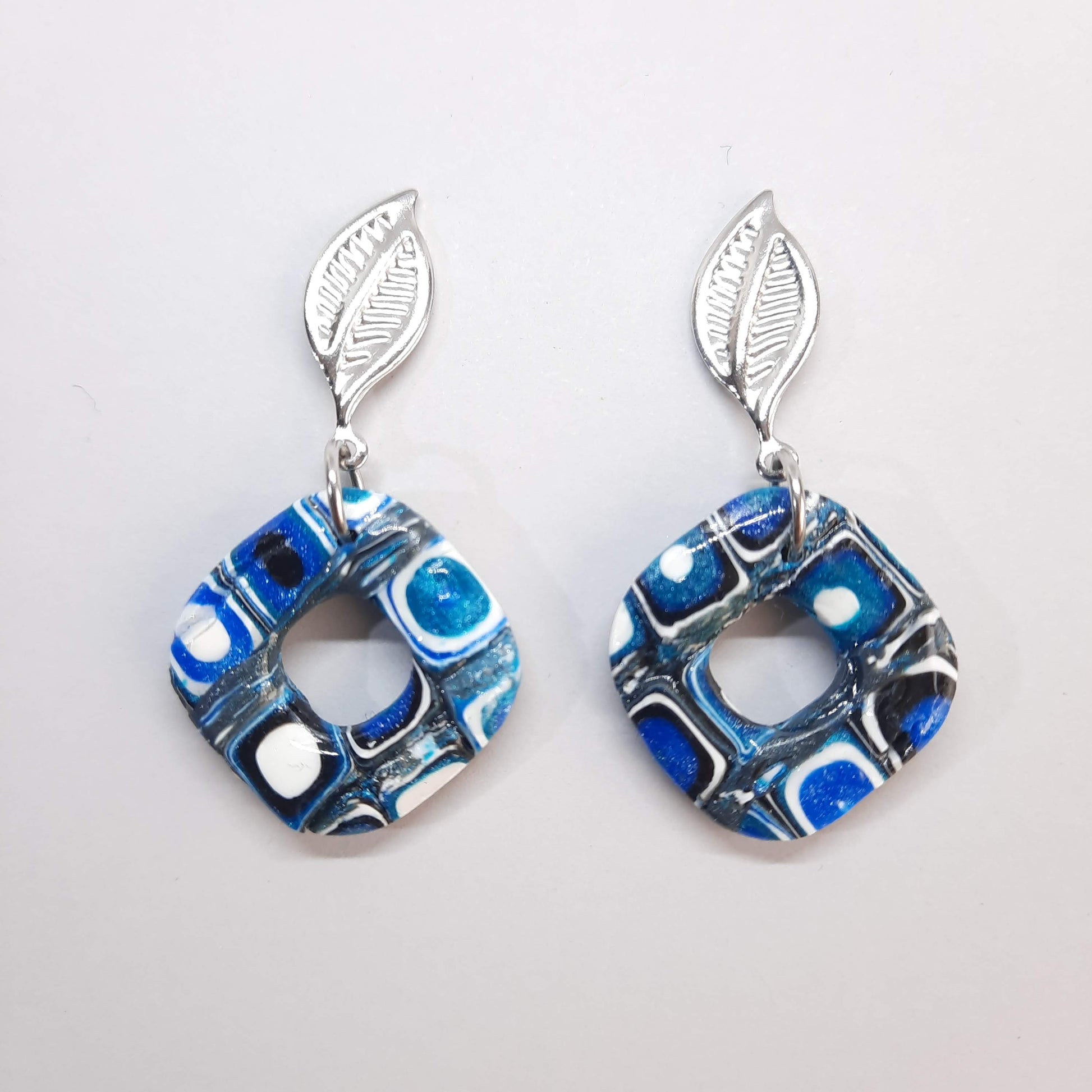 Pendientes Valencia Pasión Azul con Base Plateada