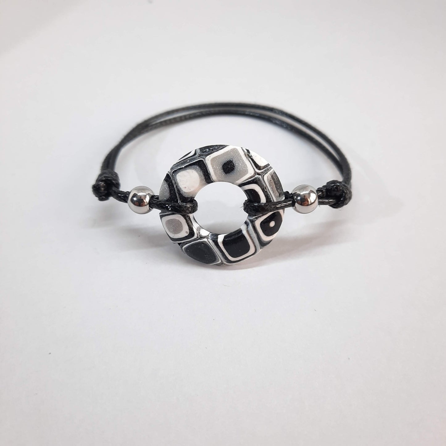 Pulsera Donut Pequeña Negro Blanco
