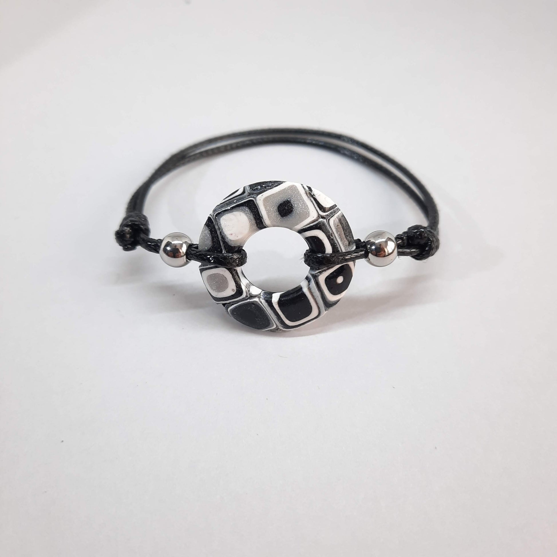 Pulsera Donut Pequeña Negro Blanco