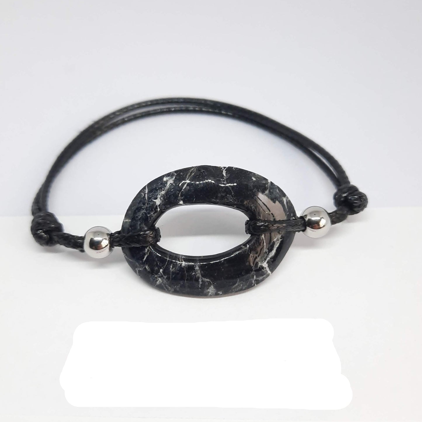 Pulsera Ovalada Negro Mármol