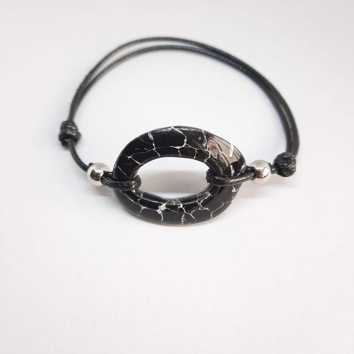 Pulsera Ovalada Negro Mármol