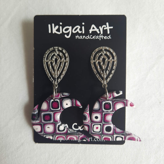 pendientes ola rosa