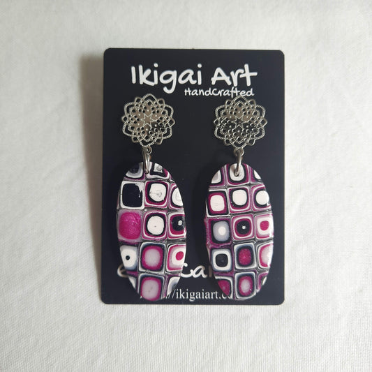 pendientes oval rosa